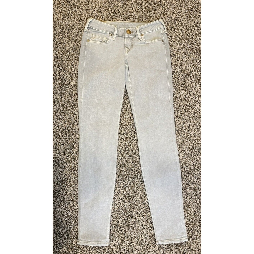 True Religion TRBJ Jeans Womens 25 Skinny Light Gray Color Excellent Condition
